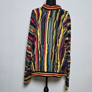 COOGI Men's Vintage 90s 3D Knit Sweater XL Multicolor Australia Made Mercerized